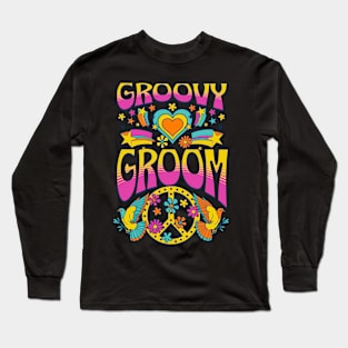 70s Retro Groovy Groom Matching Family Birthday Party Long Sleeve T-Shirt